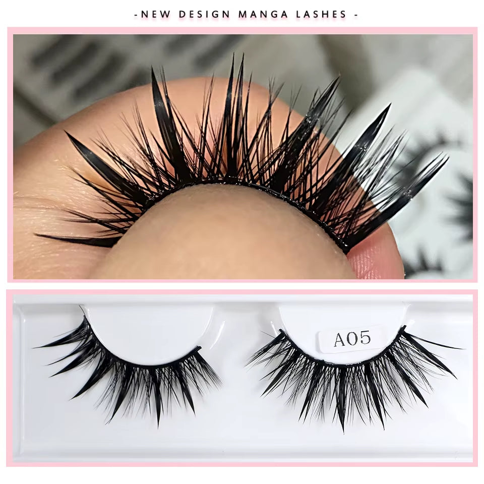 Eyelashes New Design Wet Manga Lashes Korean Makup Fashion Long Thick Natural Fake Eyelashes