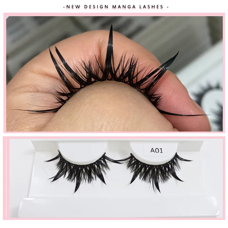 Eyelashes New Design Wet Manga Lashes Korean Makup Fashion Long Thick Natural Fake Eyelashes