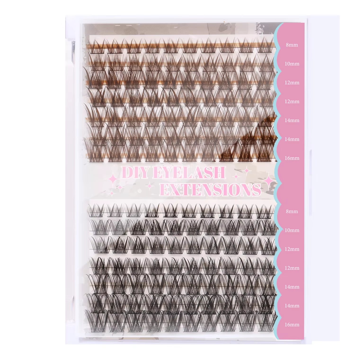 Brown and Black Cluster at Home Eyelashes DIY Mixed Color Individual Fan Lashes Extension Fluffy 3D Effect Faux Makeup Eyelashes