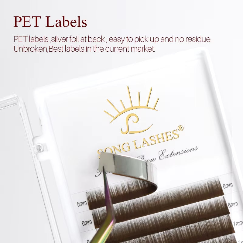 High Quality Straight Curvate Eyebrow Extensions False Eyebrow 12 Lines Brown Color Eyebrow Extension