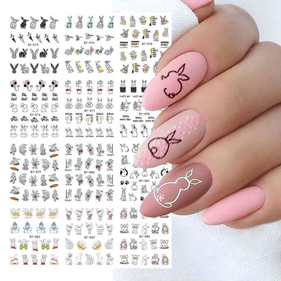 12Pcs Kawaii Cat Nail Water Sticker Anime Watercolor Design Foil for Nail Decals Cute Cartoon Watermark Transfer Manicure Slider