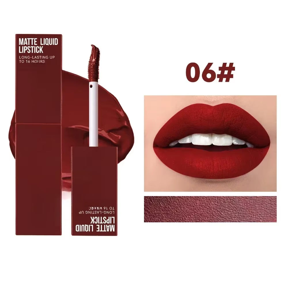 Cheap Matte Ink Liquid Lipstick Non-Stick Cup Long Lasting Velvet Nude Lip Gloss Waterproof Lips Tint Waterproof Korean Make Up