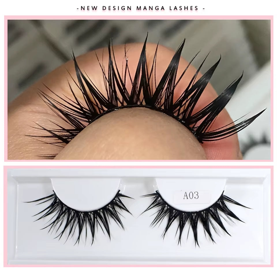 Eyelashes New Design Wet Manga Lashes Korean Makup Fashion Long Thick Natural Fake Eyelashes