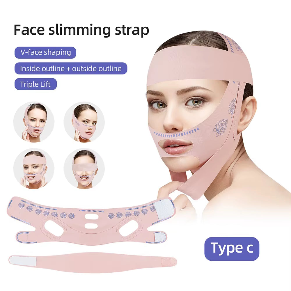 Reusable Face Slimming Bandage V Line Face Shaper Women Chin Cheek Lift up Belt Facial Massage Strap Face Skin Care Beauty Tools