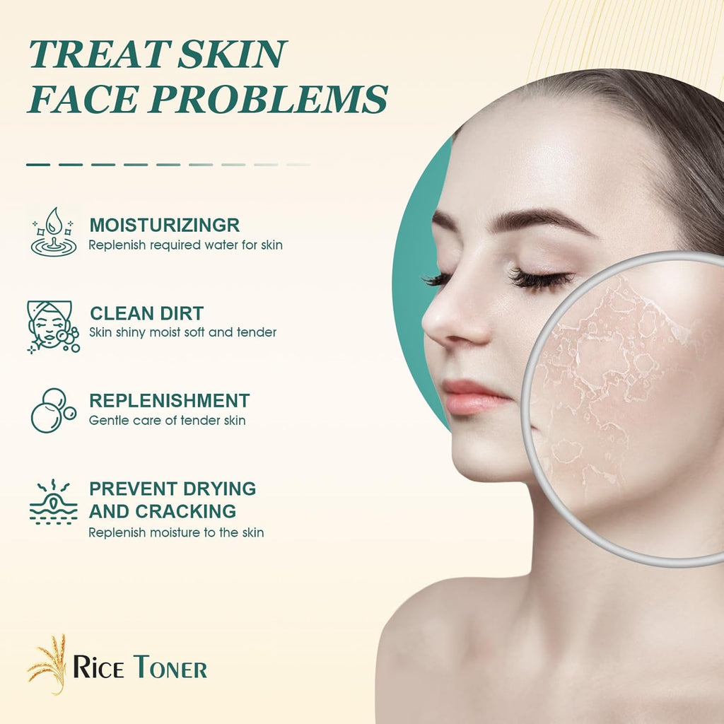 Rice Toner, Tonico Idratante Viso, Korean Skincare Rice Toner,Toner Viso Estratto Di Riso, Rassodante, Idratante, Non Grasso, Adatto a Tutti I Tipi Di Pelle, 150 Ml