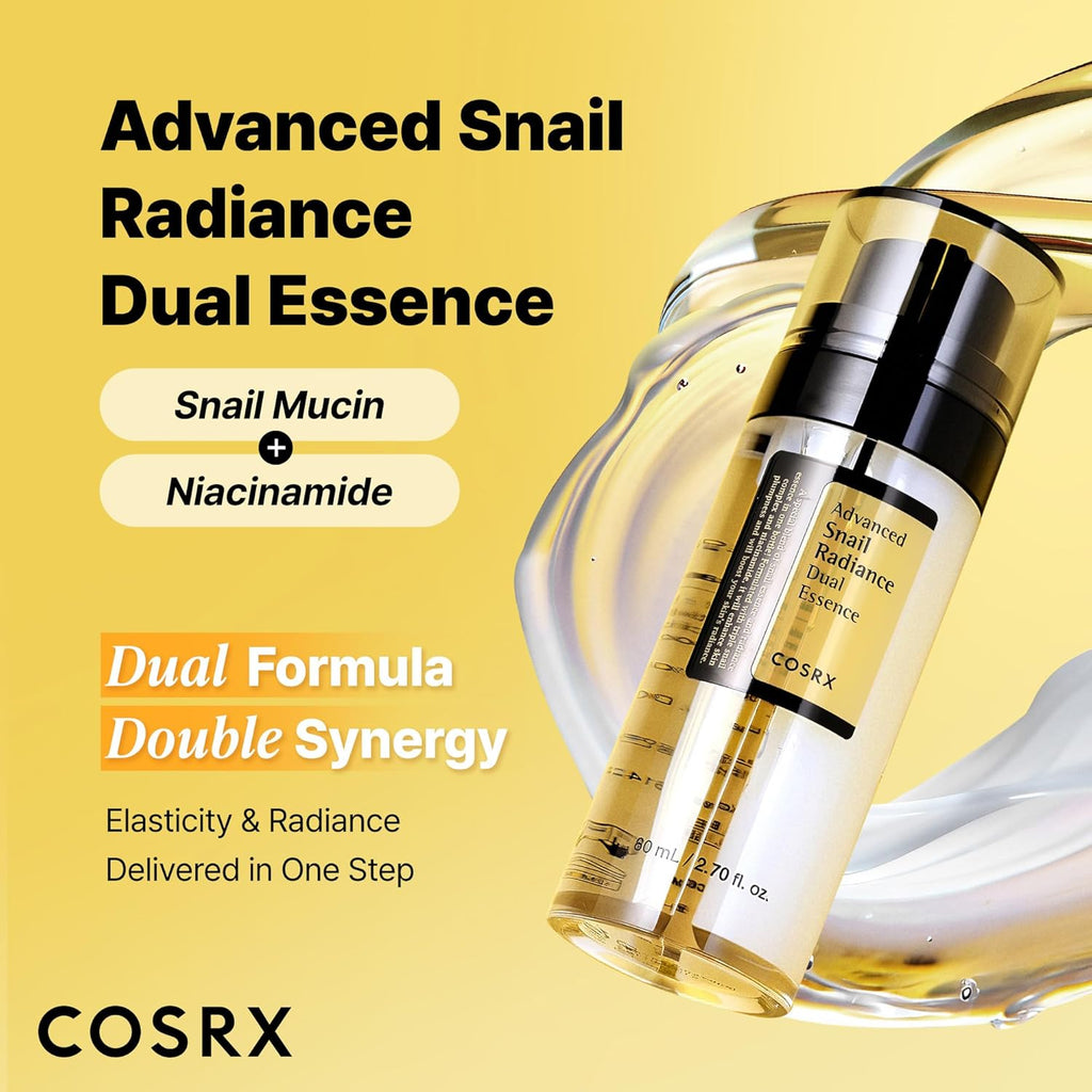 Niacinamide 5% + Snail Mucin 74% Dual Essence, anti Aging Face Serum for Dull Skin, Hydrating, Brightening, Repairing, 2.70 Fl.Oz / 80Ml, Sensitive Skin, Not Tested on Animals, Korean Skincare