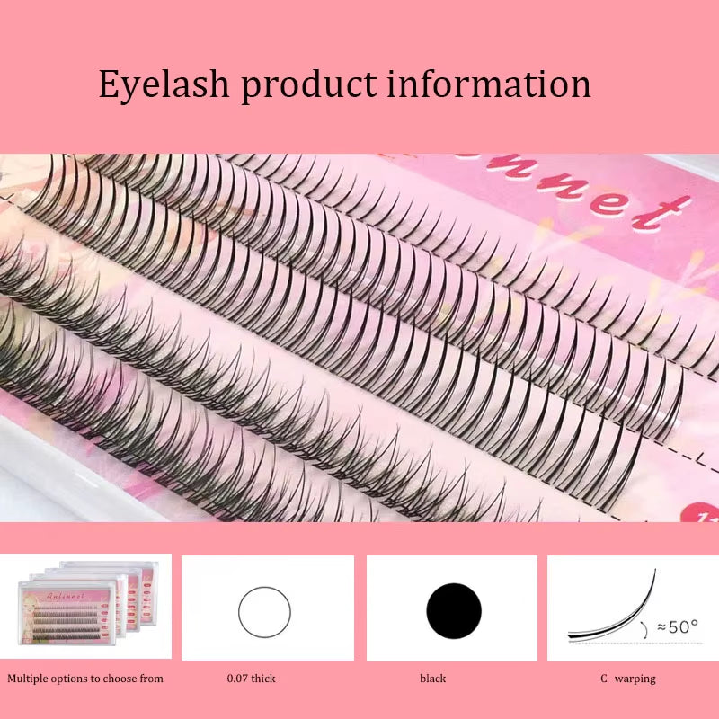 Fishtail + A-Type Mixed Hair Five Rows Mixed Natural False Eyelashes Self-Grafting Single Cluster Eyelashes Eye Lash Fa