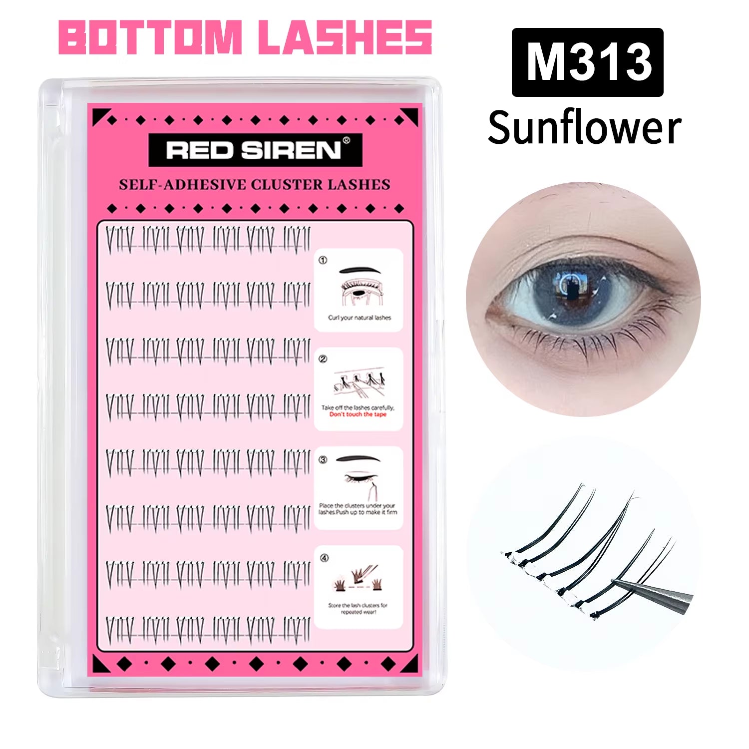 Self Adhesive Bottom Lashes No Glue Needed Reusable under Eyelash Korean / Makeup DIY Individual Manga Lash Clusters