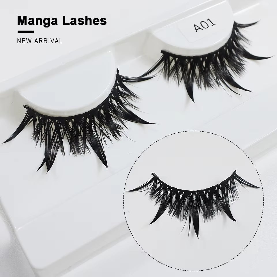 Eyelashes New Design Wet Manga Lashes Korean Makup Fashion Long Thick Natural Fake Eyelashes