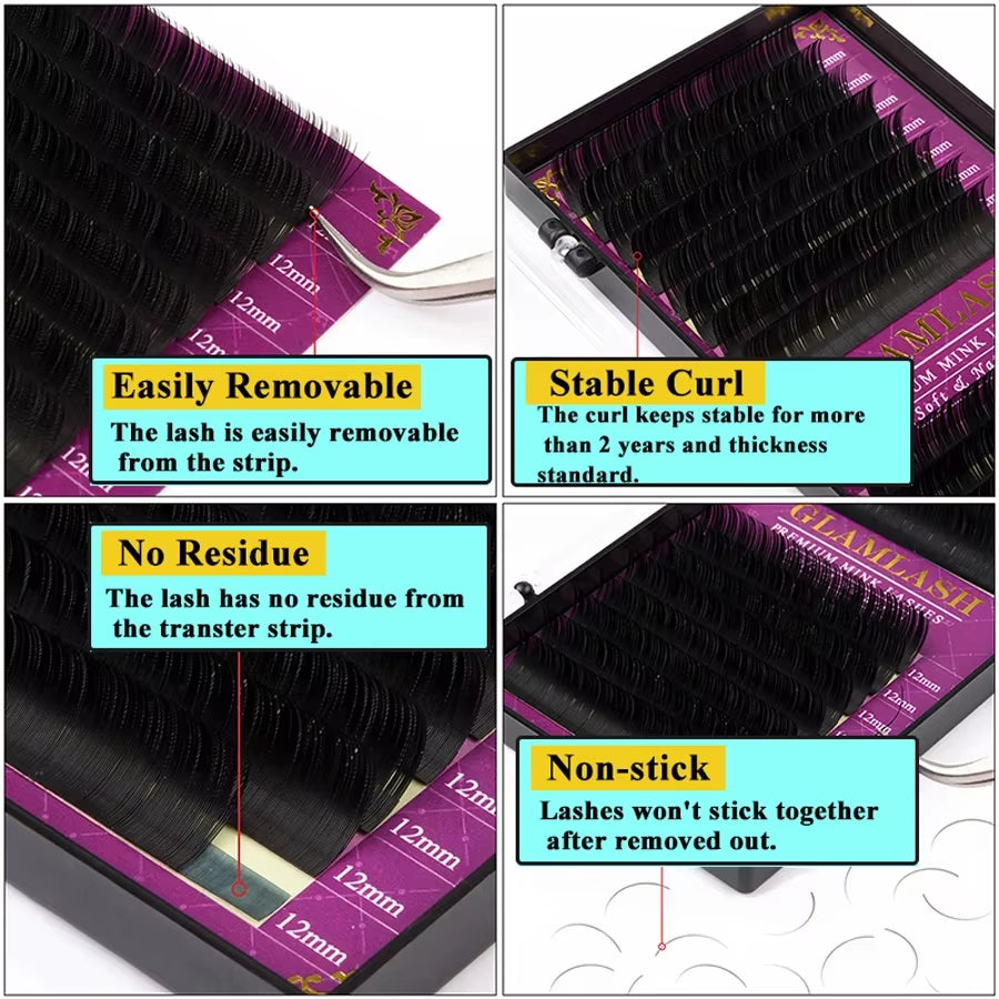 Wholesale 16Rows High Quality Mink Synthetic Eyelash Single Natural Eyelashes Fake False Eye Lash Make Up