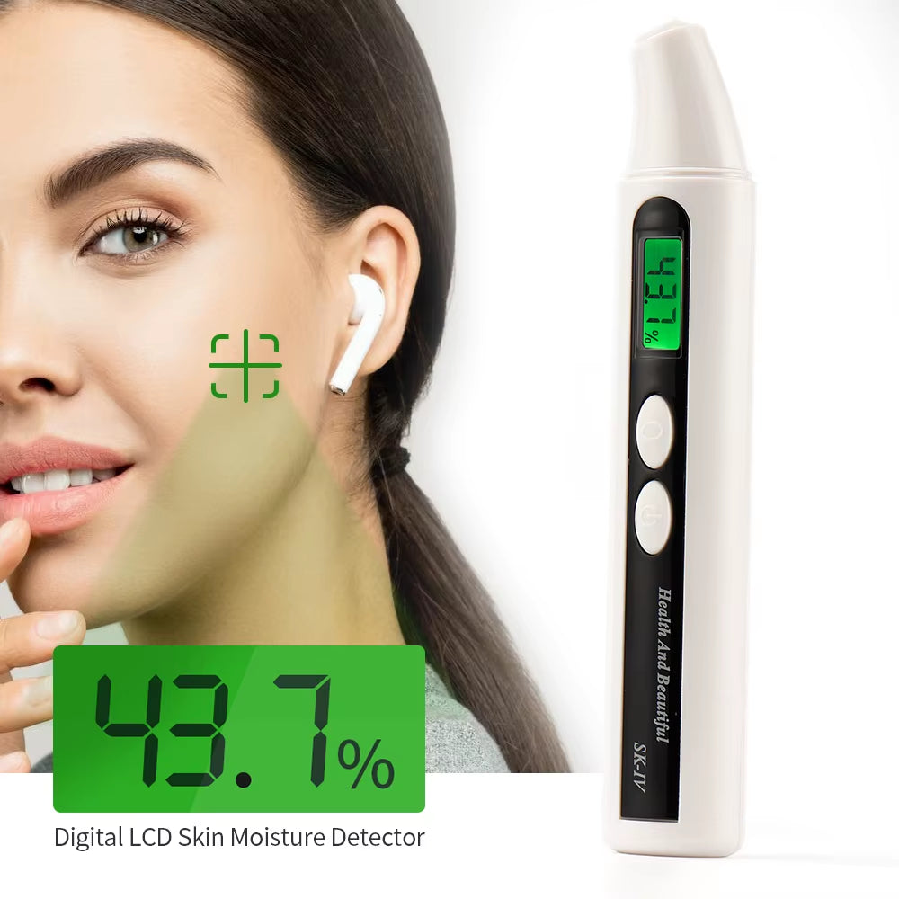 LCD Display Skin Analyzer Skin Moisture Tester Skin Oil Test Meter Facial Skin Moisture&Oil Content Analyzer for Forehead Cheek